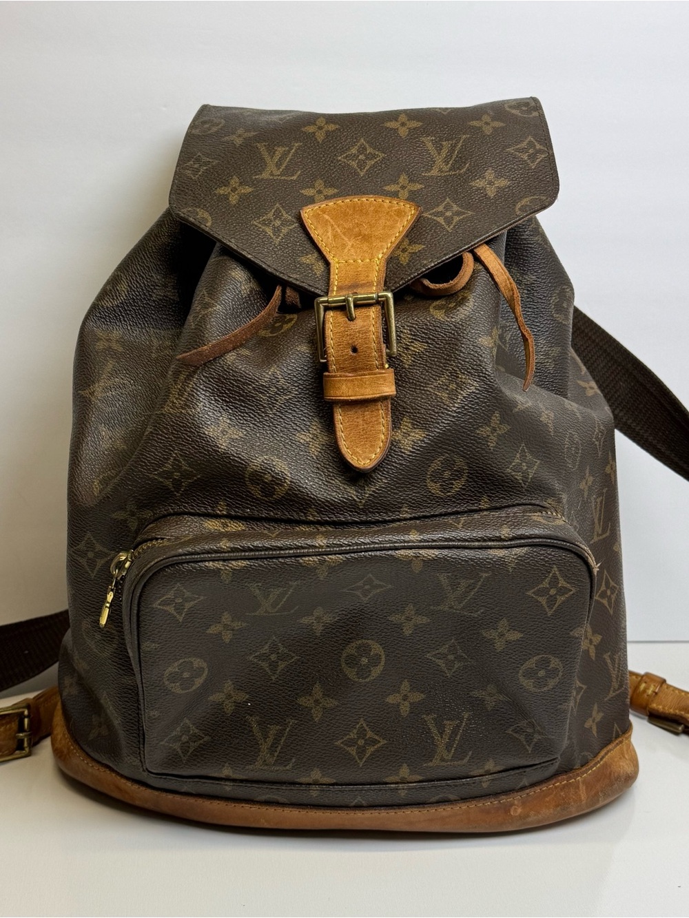 Louis Vuitton LV BackPack Bag Montsouris MM Brown Monogram Tan READ